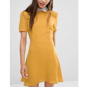 ASOS Retro Mustard Yellow Collared Dress